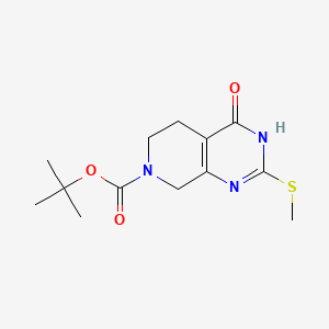 tert-Butyl 2-(methylthio)-4-oxo-4,5,6,8-tetrahydropyrido[3,4-d]pyrimidine-7(3H)-carboxylate chemical structure (CAS 338739-81-4)