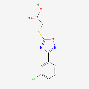 2-((3-(3-Chlorophenyl)-1,2,4-oxadiazol-5-yl)thio)acetic acid chemical structure (CAS 338746-11-5)
