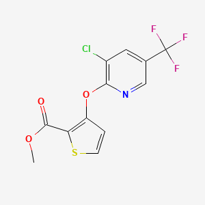 Methyl 3-((3-chloro-5-(trifluoromethyl)pyridin-2-yl)oxy)thiophene-2-carboxylate chemical structure (CAS 338756-06-2)