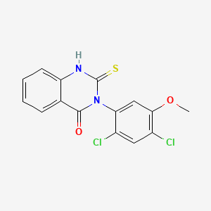 3-(2,4-Dichloro-5-methoxyphenyl)-2-mercaptoquinazolin-4(3H)-one chemical structure (CAS 338967-87-6)