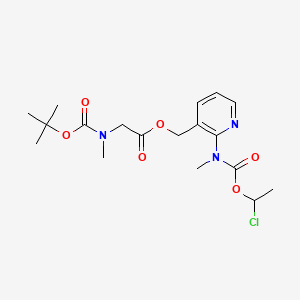 (2-(((1-Chloroethoxy)carbonyl)(methyl)amino)pyridin-3-yl)methyl 2-((tert-butoxycarbonyl)(methyl)amino)acetate chemical structure (CAS 338990-31-1)