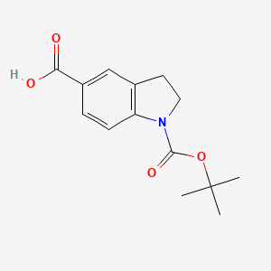 1-(tert-Butoxycarbonyl)indoline-5-carboxylic acid chemical structure (CAS 339007-88-4)