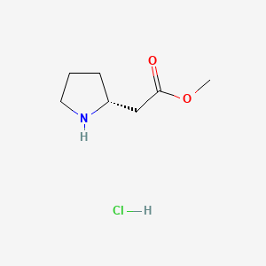 (R)-Methyl 2-(pyrrolidin-2-yl)acetate hydrochloride chemical structure (CAS 340040-67-7)