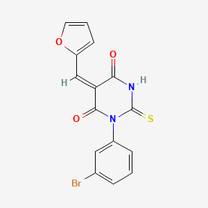 1-(3-Bromophenyl)-5-(furan-2-ylmethylene)-2-thioxodihydropyrimidine-4,6(1H,5H)-dione chemical structure (CAS 340316-62-3)