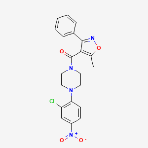 (4-(2-Chloro-4-nitrophenyl)piperazin-1-yl)(5-methyl-3-phenylisoxazol-4-yl)methanone chemical structure (CAS 341001-38-5)