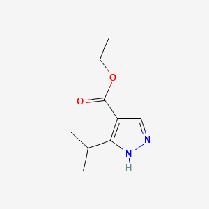 Ethyl 3-isopropyl-1H-pyrazole-4-carboxylate chemical structure (CAS 342026-17-9)
