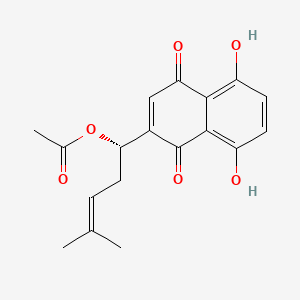 (S)-1-(5,8-Dihydroxy-1,4-dioxo-1,4-dihydronaphthalen-2-yl)-4-methylpent-3-en-1-yl acetate chemical structure (CAS 34232-27-4)
