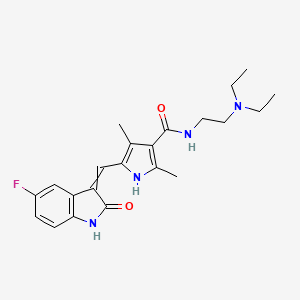 N-(2-(Diethylamino)ethyl)-5-((5-fluoro-2-oxoindolin-3-ylidene)methyl)-2,4-dimethyl-1H-pyrrole-3-carboxamide chemical structure (CAS 342641-94-5)