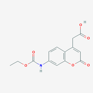 2-(7-((Ethoxycarbonyl)amino)-2-oxo-2H-chromen-4-yl)acetic acid chemical structure (CAS 343310-64-5)