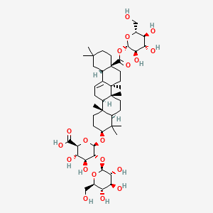 (2S,3S,4S,5R,6R)-6-(((3S,4aR,6aR,6bS,8aS,12aS,14aR,14bR)-4,4,6a,6b,11,11,14b-Heptamethyl-8a-((((2S,3R,4S,5S,6R)-3,4,5-trihydroxy-6-(hydroxymethyl)tetrahydro-2H-pyran-2-yl)oxy)carbonyl)-1,2,3,4,4a,5,6,6a,6b,7,8,8a,9,10,11,12,12a,14,14a,14b-icosahydropicen-3-yl)oxy)-3,4-dihydroxy-5-(((2S,3R,4S,5S,6R)-3,4,5-trihydroxy-6-(hydroxymethyl)tetrahydro-2H-pyran-2-yl)oxy)tetrahydro-2H-pyran-2-carboxylic acid chemical structure (CAS 34367-04-9)