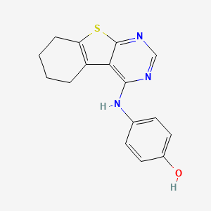 4-((5,6,7,8-Tetrahydrobenzo[4,5]thieno[2,3-d]pyrimidin-4-yl)amino)phenol chemical structure (CAS 345615-74-9)