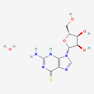 2-Amino-9-((2R,3R,4S,5R)-3,4-dihydroxy-5-(hydroxymethyl)tetrahydrofuran-2-yl)-3,9-dihydro-6H-purine-6-thione hydrate chemical structure (CAS 345909-25-3)