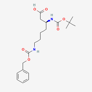 (S)-7-(((Benzyloxy)carbonyl)amino)-3-((tert-butoxycarbonyl)amino)heptanoic acid chemical structure (CAS 346694-77-7)