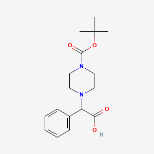 2-(4-(tert-Butoxycarbonyl)piperazin-1-yl)-2-phenylacetic acid chemical structure (CAS 347186-49-6)
