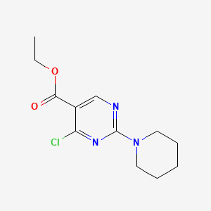 Ethyl 4-chloro-2-(piperidin-1-yl)pyrimidine-5-carboxylate chemical structure (CAS 34750-24-8)