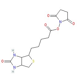 2,5-Dioxopyrrolidin-1-yl 5-((3aS,4S,6aR)-2-oxohexahydro-1H-thieno[3,4-d]imidazol-4-yl)pentanoate chemical structure (CAS 35013-72-0)