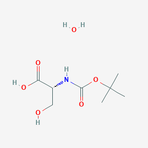 (R)-2-((tert-Butoxycarbonyl)amino)-3-hydroxypropanoic acid hydrate chemical structure (CAS 350230-37-4)