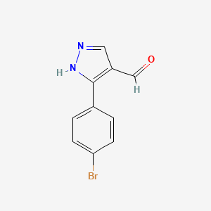 3-(4-Bromophenyl)-1H-pyrazole-4-carbaldehyde chemical structure (CAS 350997-68-1)