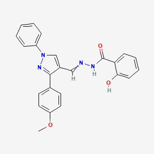 2-Hydroxy-N'-((3-(4-methoxyphenyl)-1-phenyl-1H-pyrazol-4-yl)methylene)benzohydrazide chemical structure (CAS 351515-49-6)