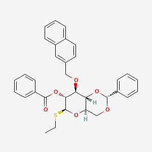 (2R,4aR,6S,7R,8S,8aR)-6-(Ethylthio)-8-(naphthalen-2-ylmethoxy)-2-phenylhexahydropyrano[3,2-d][1,3]dioxin-7-yl benzoate chemical structure (CAS 352008-11-8)