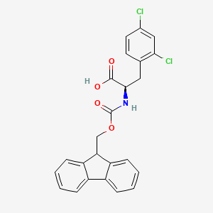 (R)-2-((((9H-Fluoren-9-yl)methoxy)carbonyl)amino)-3-(2,4-dichlorophenyl)propanoic acid chemical structure (CAS 352351-61-2)