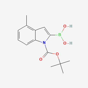 (1-(tert-Butoxycarbonyl)-4-methyl-1H-indol-2-yl)boronic acid chemical structure (CAS 352359-21-8)