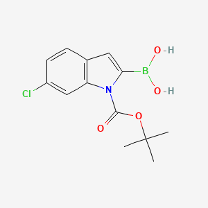 (1-(tert-Butoxycarbonyl)-6-chloro-1H-indol-2-yl)boronic acid chemical structure (CAS 352359-22-9)