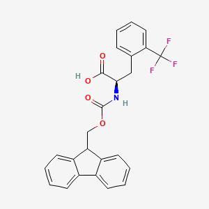 (R)-2-((((9H-Fluoren-9-yl)methoxy)carbonyl)amino)-3-(2-(trifluoromethyl)phenyl)propanoic acid chemical structure (CAS 352523-15-0)