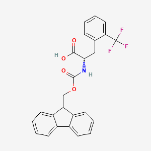 (S)-2-((((9H-Fluoren-9-yl)methoxy)carbonyl)amino)-3-(2-(trifluoromethyl)phenyl)propanoic acid chemical structure (CAS 352523-16-1)