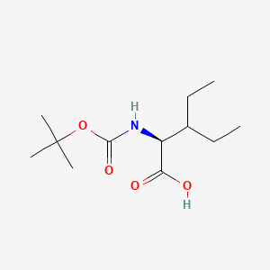 (S)-2-((tert-Butoxycarbonyl)amino)-3-ethylpentanoic acid chemical structure (CAS 35264-04-1)
