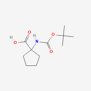 1-((tert-Butoxycarbonyl)amino)cyclopentanecarboxylic acid chemical structure (CAS 35264-09-6)