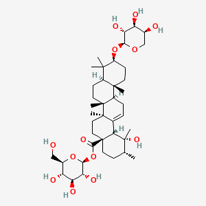 (2S,3R,4S,5S,6R)-3,4,5-Trihydroxy-6-(hydroxymethyl)tetrahydro-2H-pyran-2-yl (1R,2R,4aS,6aS,6bR,8aR,10S,12aR,12bR,14bS)-1-hydroxy-1,2,6a,6b,9,9,12a-heptamethyl-10-(((2S,3R,4S,5S)-3,4,5-trihydroxytetrahydro-2H-pyran-2-yl)oxy)-1,3,4,5,6,6a,6b,7,8,8a,9,10,11,12,12a,12b,13,14b-octadecahydropicene-4a(2H)-carboxylate chemical structure (CAS 35286-58-9)
