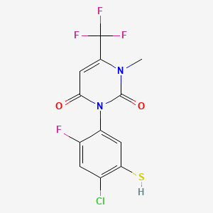 3-(4-Chloro-2-fluoro-5-mercaptophenyl)-1-methyl-6-(trifluoromethyl)pyrimidine-2,4(1H,3H)-dione chemical structure (CAS 353292-92-9)