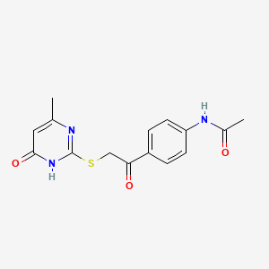N-(4-(2-((4-Methyl-6-oxo-1,6-dihydropyrimidin-2-yl)thio)acetyl)phenyl)acetamide chemical structure (CAS 353781-42-7)
