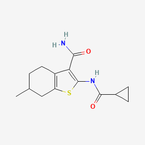 2-(Cyclopropanecarboxamido)-6-methyl-4,5,6,7-tetrahydrobenzo[b]thiophene-3-carboxamide chemical structure (CAS 354544-70-0)