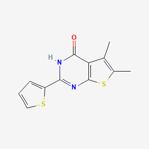 5,6-Dimethyl-2-(thiophen-2-yl)thieno[2,3-d]pyrimidin-4(3H)-one chemical structure (CAS 354562-75-7)