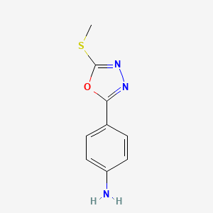 4-(5-(Methylthio)-1,3,4-oxadiazol-2-yl)aniline chemical structure (CAS 354788-98-0)