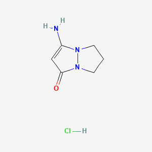 3-Amino-6,7-dihydro-1H,5H-pyrazolo[1,2-a]pyrazol-1-one hydrochloride chemical structure (CAS 358360-19-7)