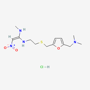 (Z)-N-(2-(((5-((Dimethylamino)methyl)furan-2-yl)methyl)thio)ethyl)-N-methyl-2-nitroethene-1,1-diamine hydrochloride chemical structure (CAS 358638-36-5)