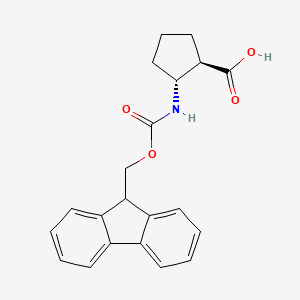 (1R,2R)-2-((((9H-Fluoren-9-yl)methoxy)carbonyl)amino)cyclopentanecarboxylic acid chemical structure (CAS 359586-69-9)