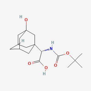 (2S)-2-((tert-Butoxycarbonyl)amino)-2-(3-hydroxyadamantan-1-yl)acetic acid chemical structure (CAS 361442-00-4)