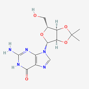 2-Amino-9-((3aR,4R,6R,6aR)-6-(hydroxymethyl)-2,2-dimethyltetrahydrofuro[3,4-d][1,3]dioxol-4-yl)-1H-purin-6(9H)-one chemical structure (CAS 362-76-5)