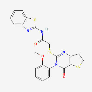 N-(Benzo[d]thiazol-2-yl)-2-((3-(2-methoxyphenyl)-4-oxo-3,4,6,7-tetrahydrothieno[3,2-d]pyrimidin-2-yl)thio)acetamide chemical structure (CAS 362501-82-4)