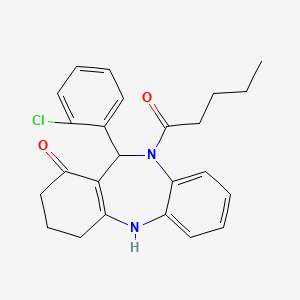 11-(2-Chlorophenyl)-10-pentanoyl-2,3,4,5,10,11-hexahydro-1H-dibenzo[b,e][1,4]diazepin-1-one chemical structure (CAS 362503-73-9)