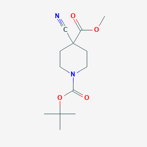 1-tert-Butyl 4-methyl 4-cyanopiperidine-1,4-dicarboxylate chemical structure (CAS 362703-34-2)
