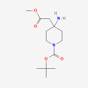 tert-Butyl 4-amino-4-(2-methoxy-2-oxoethyl)piperidine-1-carboxylate chemical structure (CAS 362703-57-9)