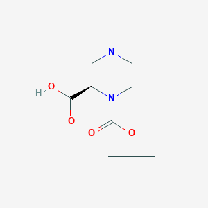 (R)-1-(tert-Butoxycarbonyl)-4-methylpiperazine-2-carboxylic acid chemical structure (CAS 363192-62-5)