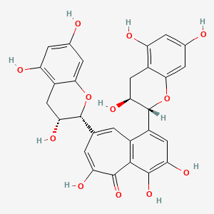 3,4,6-Trihydroxy-8-((2R,3R)-3,5,7-trihydroxychroman-2-yl)-1-((2R,3S)-3,5,7-trihydroxychroman-2-yl)-5H-benzo[7]annulen-5-one chemical structure (CAS 36451-14-6)