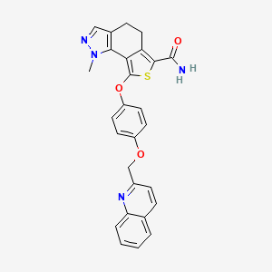 1-Methyl-8-(4-(quinolin-2-ylmethoxy)phenoxy)-4,5-dihydro-1H-thieno[3,4-g]indazole-6-carboxamide chemical structure (CAS 364762-86-7)