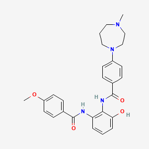 N-(3-Hydroxy-2-(4-(4-methyl-1,4-diazepan-1-yl)benzamido)phenyl)-4-methoxybenzamide chemical structure (CAS 365462-23-3)